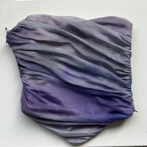 Zara Asymmetrical Purple Gradient Tulle Strapless Top
